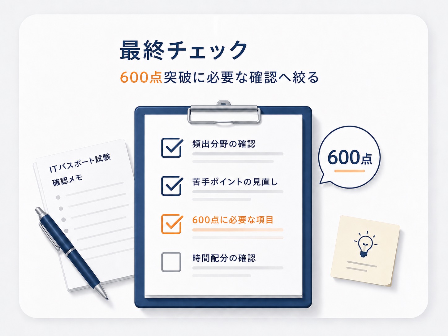 600点突破に向けた最後の仕上げを表した図解